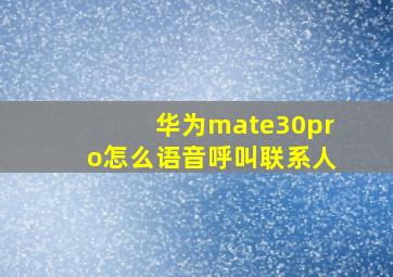 华为mate30pro怎么语音呼叫联系人