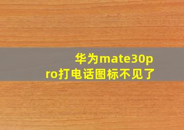 华为mate30pro打电话图标不见了