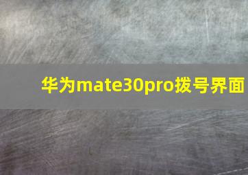 华为mate30pro拨号界面