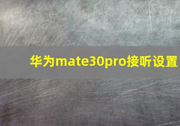 华为mate30pro接听设置