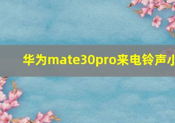 华为mate30pro来电铃声小