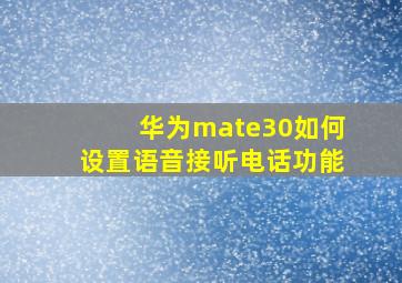 华为mate30如何设置语音接听电话功能