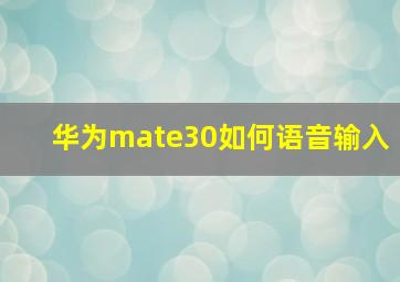 华为mate30如何语音输入