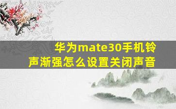 华为mate30手机铃声渐强怎么设置关闭声音