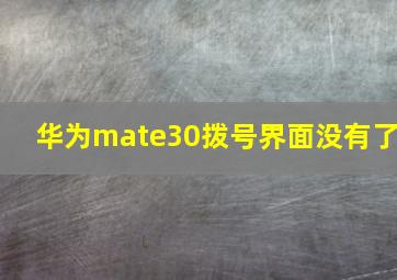 华为mate30拨号界面没有了