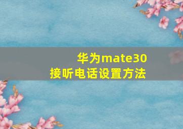 华为mate30接听电话设置方法