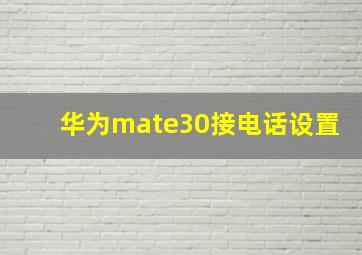 华为mate30接电话设置