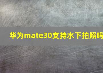 华为mate30支持水下拍照吗