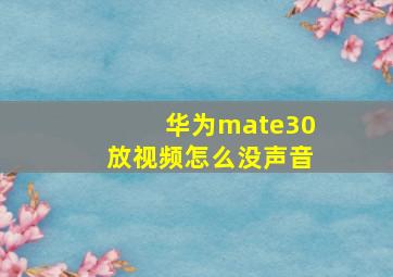 华为mate30放视频怎么没声音