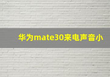 华为mate30来电声音小