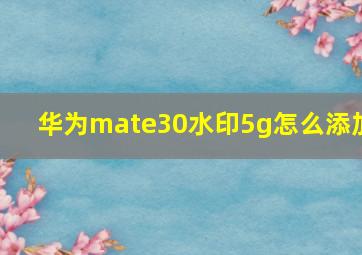 华为mate30水印5g怎么添加