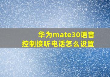 华为mate30语音控制接听电话怎么设置