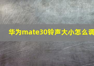 华为mate30铃声大小怎么调