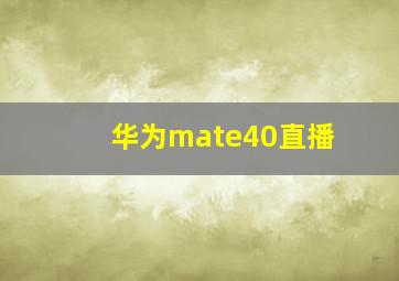 华为mate40直播