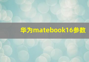 华为matebook16参数