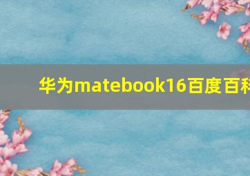 华为matebook16百度百科