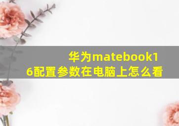 华为matebook16配置参数在电脑上怎么看