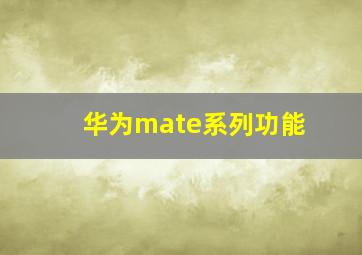 华为mate系列功能