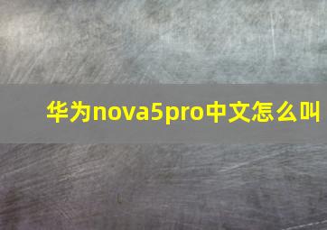 华为nova5pro中文怎么叫