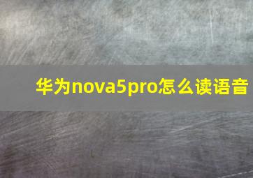 华为nova5pro怎么读语音