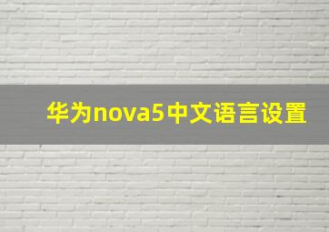 华为nova5中文语言设置