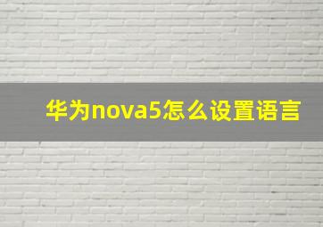 华为nova5怎么设置语言