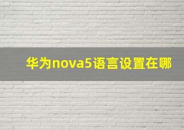 华为nova5语言设置在哪