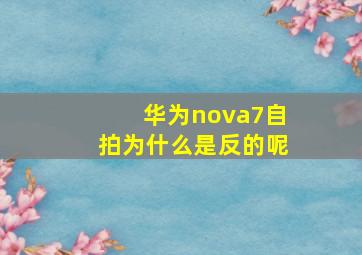 华为nova7自拍为什么是反的呢