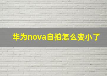 华为nova自拍怎么变小了