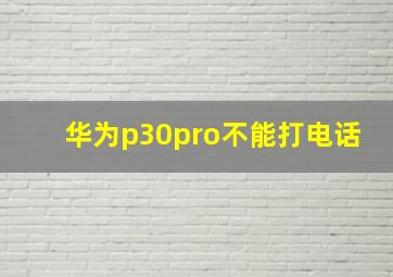 华为p30pro不能打电话