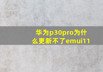 华为p30pro为什么更新不了emui11