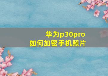 华为p30pro如何加密手机照片