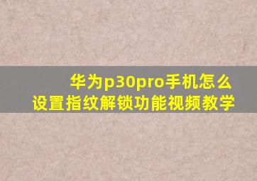 华为p30pro手机怎么设置指纹解锁功能视频教学