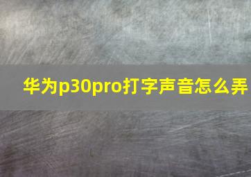 华为p30pro打字声音怎么弄