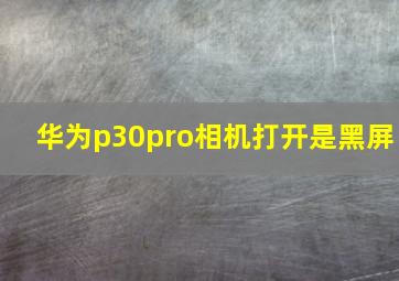 华为p30pro相机打开是黑屏