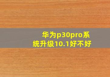 华为p30pro系统升级10.1好不好