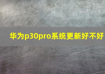 华为p30pro系统更新好不好