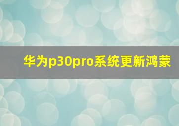 华为p30pro系统更新鸿蒙