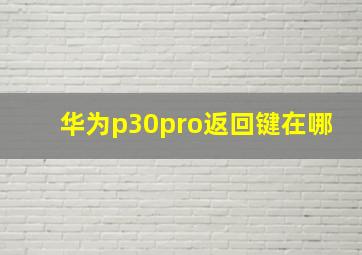 华为p30pro返回键在哪