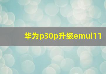 华为p30p升级emui11