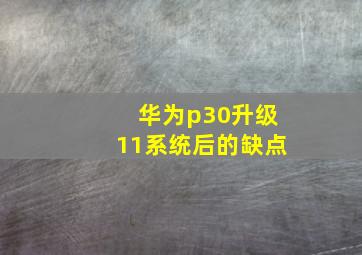 华为p30升级11系统后的缺点