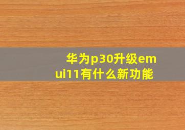 华为p30升级emui11有什么新功能