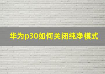 华为p30如何关闭纯净模式