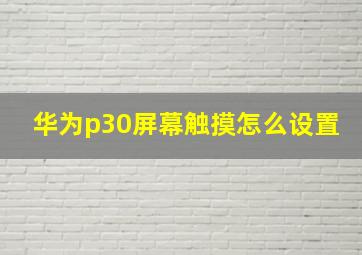 华为p30屏幕触摸怎么设置