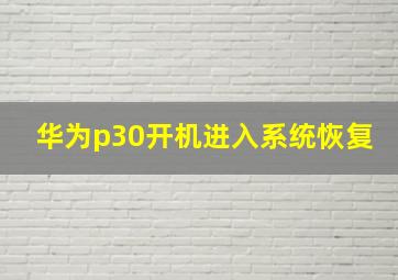 华为p30开机进入系统恢复