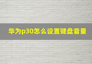 华为p30怎么设置键盘音量