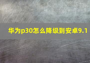 华为p30怎么降级到安卓9.1