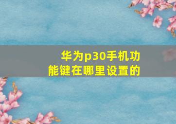 华为p30手机功能键在哪里设置的