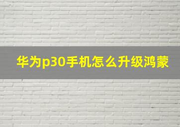 华为p30手机怎么升级鸿蒙