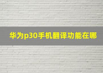 华为p30手机翻译功能在哪